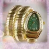 Luxury Quartz Womens Gold Green Blue Dial Watches Fashion Date Datum Diamonds Ring Bee Snake Clock Present