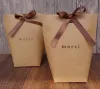 Ny Merci tack Gift Carton Baking Jewelry Carton Paper Bag With Bow Shopping Present Bag Festival Party Supplies Present Wrap 13.5x16.5cm LL