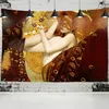 GUSTAV KLIMT OIL PAINTE TAPESTRY WALL HANGING GOLD ARBSTRACT ART DECORATION POLYESTER BLANKET YOGA MAT HOME BEDROOM ART 2266V