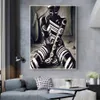 Femme africaine tatouée toile peinture affiches et impressions Figure unique mur Art photos pour salon décor à la maison sans cadre Pain266l