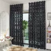 Curtains Brand New Luxury Solid Black Velvet Curtains for Living Room Bedroom Sheer Window Decos Soft Flocked Fabric Sheer Gauze Curtains