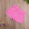 Krótkie Dziewczyny Dżinsowe dziewczyny Solidny kolor Wysoka elastyczna talia Rybowane dżinsy krótkie spodnie na lato 2-8 lat
