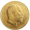 Storbritannien Rare 1908 British Coin King Edward VII 1 Sovereign Matt 24-K Gold Plated Copy Coins 218r