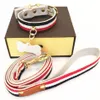 Classic Simple Dog Collars Set Pet Outdoor Adjustable Collar Fashion Casual Stripe Dogs Leashes for Teddy Schnauzer French Bulldog2418