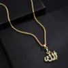 Pendant Necklaces Fashion Crystal Pendant Necklace Gifts Sweater Chain Necklaces Allah Golden Color Necklace Chain Simulated Anchor IslamicL242313