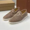 Freizeitschuhe Frühling Herbst Faulenzer mit flachem Boden Kid Wildleder Tiefer Mund Metallschloss Dekor Lüften Gehen Unisex Leichter Urlaub