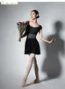 Bühnenkleidung Schwarzer Ballett-Trikot für Mädchen Erwachsene Spleißspitze Tanzkostüm Luft Yoga Kleidung Ballerina Frauen Prüfung