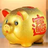 Ceramiczne pudełka z kreskówek Kreatywne złote na prezent Piggy Bank Bank Retro Monety Monety Money Oszczędność Dekoracja domu GG50CQ 201282I