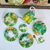 Set di tazze e teiere di design Serie Forest Tazze con motivo fiori e foglie Set teiera e bricco per il latte con scatola