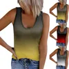 Kvinnors tankar Sexig Gradient Fit Slim Vest Low Collar -knapp ner ärmlösa topptank modeblusar