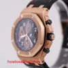 Ikonische AP-Armbanduhr für Damen, Epic Royal Oak Offshore 26470OR, Herrenuhr mit schwarzem Zifferblatt, 18 Karat Roségold, Chronograph, automatischer mechanischer Schweizer Namensuhrensatz mit Durchmesser