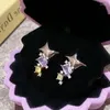 Kolczyki stadnonowe Uilz Star Earring Wysokiej jakości fioletowa cyrkonia dla kobiet prostokąt
