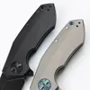 1st Ny CK 0456 Flipper Knife D2 Steel Satin/Black Titanium Coating Tanto Point Blade CNC TC4 Titanium Alloy Handle Ball Bearing EDC Pocket Knives
