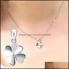 Pendant Necklaces Womens Four-Leaf Clover Of Design Necklace 2021 Chain Alloy Dress Statement Accessories Collana Di Moda Drop Deliv Otdj3