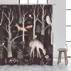 Conjunto de animais florestas cortinas de chuveiro renas de pássaros de fazenda girrel elk urso plantas selvagens pintando decoração decoração de cortina de banheiro conjunto de cortinas