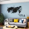 MEISD Luminous Large Wall Clock Modern Design 3D Art World Map Mirror Sticker Hanging Clock Acrylic Watch Home Living Room Decor213u