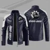 Herrjackor 2024 Winter Can-Am Logo Jacket Fashion Motorcykel Dragkedja varmt läder