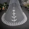 Bridal Veils Weselna Veil 2024 Prawdziwe POS Długie aplikacje koronkowe krawędź 3,8 metra katedra boda velos de novia