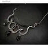 Pendentif Colliers Goth serpents entrelacés goutte d'eau collier en cristal gothique Punk bijoux déclaration fête Grunge pendentif Witcher charme mode cadeau L242313