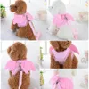 Angel Wing Princess Pet Dog Harness Leashes 강아지 진주 액세서리 조절 가능한 가죽 끈 크기 S-L 작은 개 266K