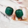 Studörhängen marmor grönt harts söta fyrkantiga vintage tillbehör för kvinnors festgåvor