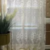 Zasłony europejski luksusowe białe haftowane perły Sheer Curtain Okno Tiul wykończony drapy do salonu do sypialni niestandardowa cortina