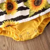 Rompers CitgeESummer 0-24m urodzone dziewczynki sukienka body słoneczniki nadruku koronkowe rękawy Jumpsuits Opaska na głowę spódnice 2pcs