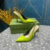 Women Signoria Slingback Pumps Luxurys Designer Jakość serpentynowej krowi-śródstopie Wysokie obcasy metalowe złote srebrne łańcuchowe sukienki