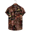 MENS RETRO 90S PRINTED SHIRTS HAWAIIAN KORT SLEEVED -knapp Up Shirt Tropical Vacation Beach Casual Loose Tops 240301