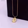 Pendant Necklaces 2023 Vintage Fashion Simple Geometric Rose Pendant Necklace For Women Female Boho Gold-plate Snake Chain Choker Jewelry GiftL242313