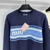 Felpe con cappuccio da donna Felpe firmate 24 Inizio primavera Nuovo Nanyou Gaoding Miu Youth Academy Style Contrast Stripe Letter Maglione girocollo ricamato MMII