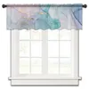 Curtain Marble Turquoise Pink Short Sheer Window Tulle Curtains For Kitchen Bedroom Home Decor Small Voile Drapes