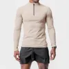 Mens Tshirt UV Sun Protection Long Sleeve Vandring Fisktröjor Snabbtork 14 Zip Summer Pullover Workout Tops 240312