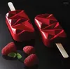 Backformen Silikon-Eiscreme-Formen 4-Zellen-Würfeltablett Lebensmittelecht Popsicle Maker DIY hausgemachte Gefrierschrank-Lolly-Form-Werkzeuge SN3768