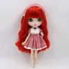 얼음 DBS Blyth Doll 16 BJD 흰색 피부 긴 빨간 머리와 매트 페이스 조인트 바디 BL0115 240229