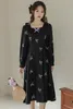 Casual Dresses QW French Hepburn Style Vintage Princess Graceful Brodery Floral Dress