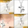 Pendant Necklaces Womens Four-Leaf Clover Of Design Necklace 2021 Chain Alloy Dress Statement Accessories Collana Di Moda Drop Deliv Otdj3