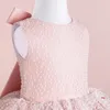 Robes fille rose grand ruban sans manches bébé filles robe de fête d'anniversaire courte robe de princesse Lolita vêtements boule bouffante