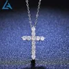 Pendanthalsband Lycfn 2,5-5 mm Moissanite Cross Pendant Halsband 100% 925 Sterling Sliver Chain Plated 18K Gold Fine Necklace For Women Jewelryl242313