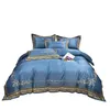 Summer Ice Silk 4pcs Set Light Luxury Highgrade Bed Sheet Däcke Cover Tencel Cool Feeling Bedding Brodery Home Textile 240306