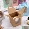 Cupcake Brand New Transparent Window Portable 1 Piece Cup Cake Box Muffin Packaging Pastry Gift With Inner Tray Drop Delivery Home Gar Otwjd