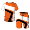 Herrspårar Summer Fashion Tracksuit Set T-shirt Shorts 2-Piece Overdimensionerad Sports Suit Breattable Training Outfit Casual Streetwear