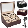6 4 Automatisk Watch Winder Box Pu Leather Watch Winding Winder Storage Box Collection Double Head Silent Motor296e
