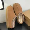 Chinelos de pele de castanha slides de pele de carneiro shearling Tazz NEW Mules Mulheres Homens Ultra Mini Plataforma Bota Slip-on Sapatos Camurça Superior Conforto Outono Inverno BOTA