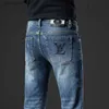 Jeans da uomo Jeans da uomo firmati coreani pantaloni piccoli piedi slim fit spessi fascia alta gioventù europea GB82 L240313