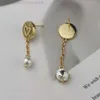 Orecchini firmati miuimiui Miao Familys Nuovi orecchini asimmetrici con perle incastonate e diamanti Advanced High Edition Orecchini lunghi Ab di San Valentino