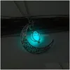 Pendentif Colliers Nouvelle Arrivée Halloween Perle Creuse Lune Collier Brillant Pour Femmes Météorite Alliage Charme Mode Bijoux Élégants Lad Dhbqm