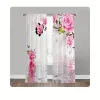 Gardiner 2Panels Pink Rose Flower Print Thin Curtain Rod Pocket Window Treatment For Bedroom Office Kitchen Living Room Study Home Decor