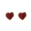 Orecchini a bottone Vintage Orecchino a cuore rosso per le donne Retro Smalto estetico Amore Orecchino Moda coreana Semplice ed elegante Pendientes Mujer