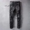 Amirly Designer Jeans Europese Paarse AM Jeans voor Heren Quilten Gescheurd voor Trend Merk Vintage Broek Heren Vouw Slim Skinny Masculina Toursers Sstraight Broek 261